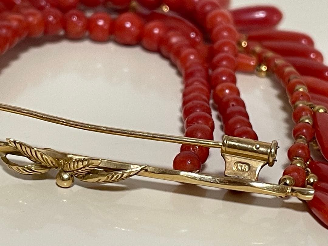 K18 赤サンゴ 珊瑚 ブローチ 飾り