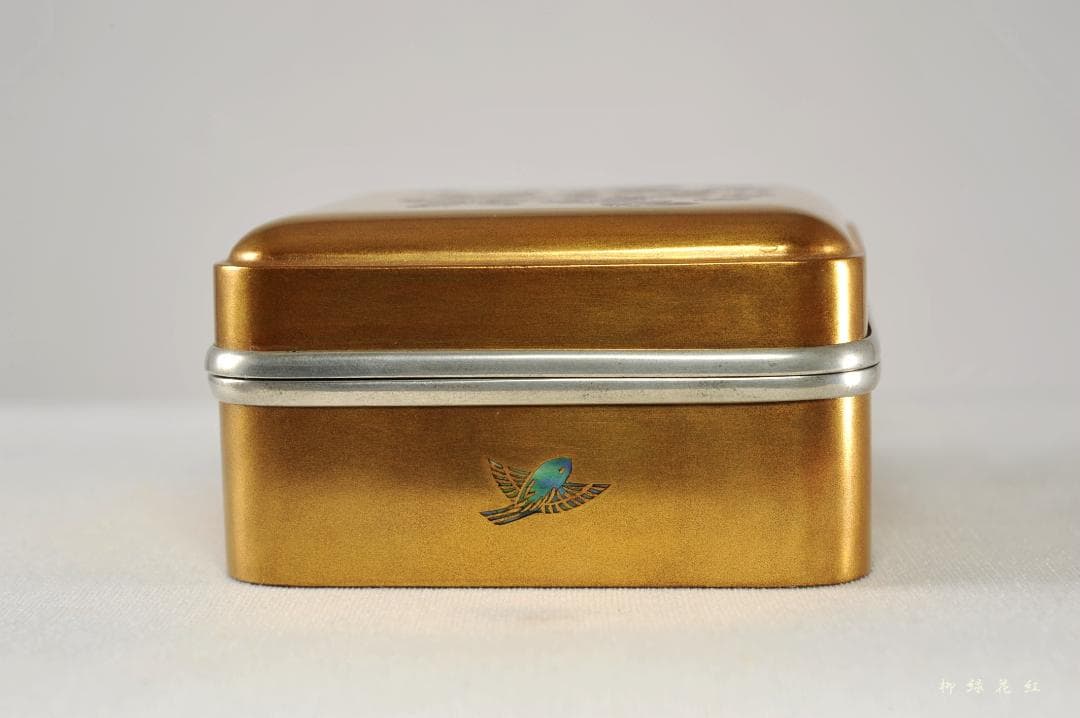 山下甫斎 菊籬蒔絵 四方 銀縁 香合 内菊蒔絵梨子地 共箱 茶道具