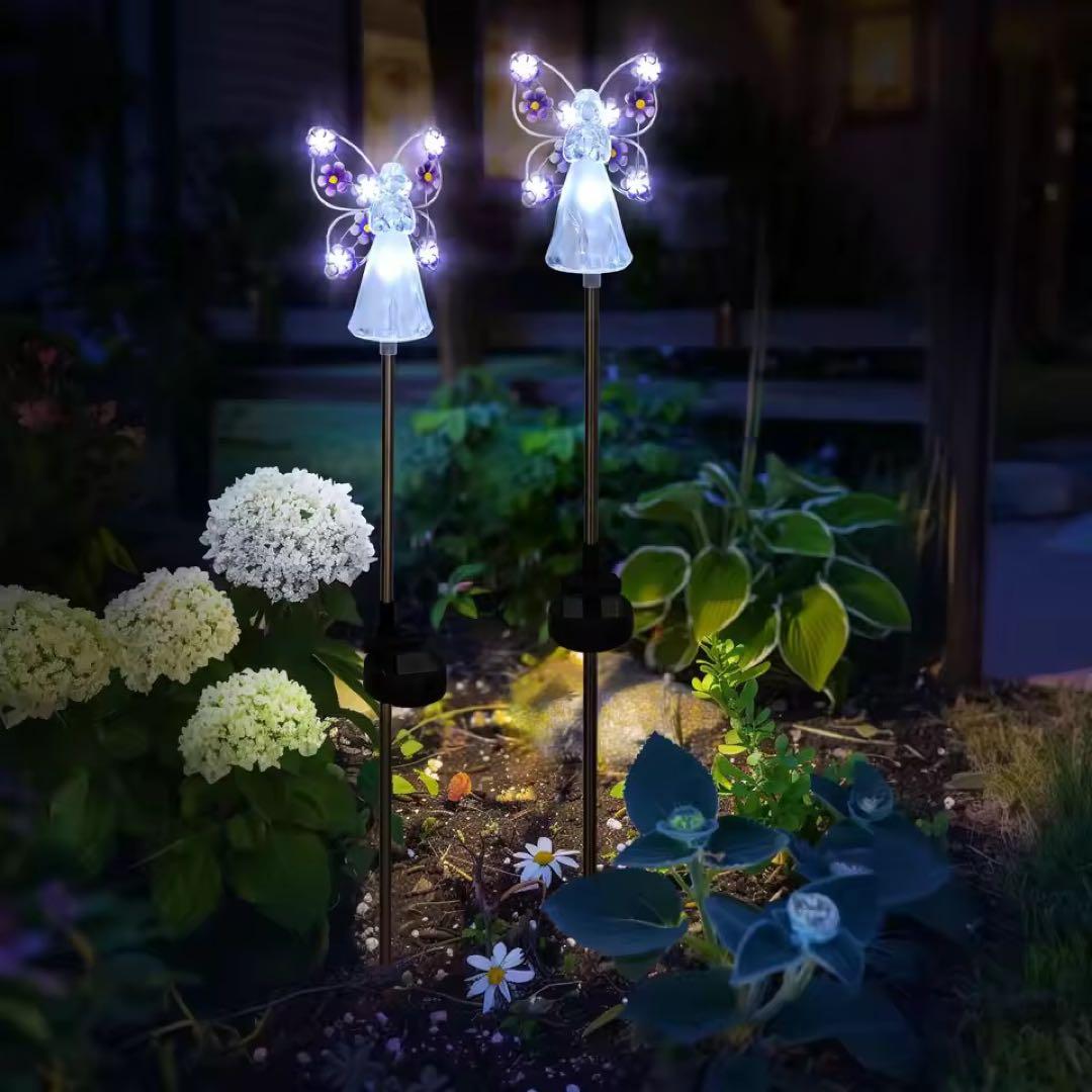 ソーラー ガーデンライト エンジェル 天使 4個セット 屋外 防水 LED 庭
