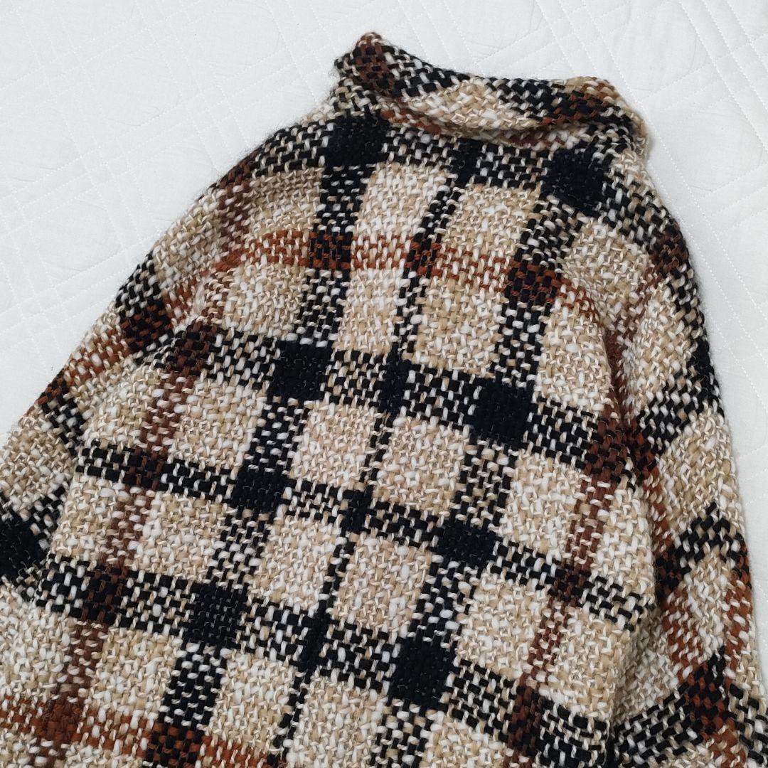 【希少】DAKS　ローゲージツイード　ニットコート　ハウスチェック　サイズ38