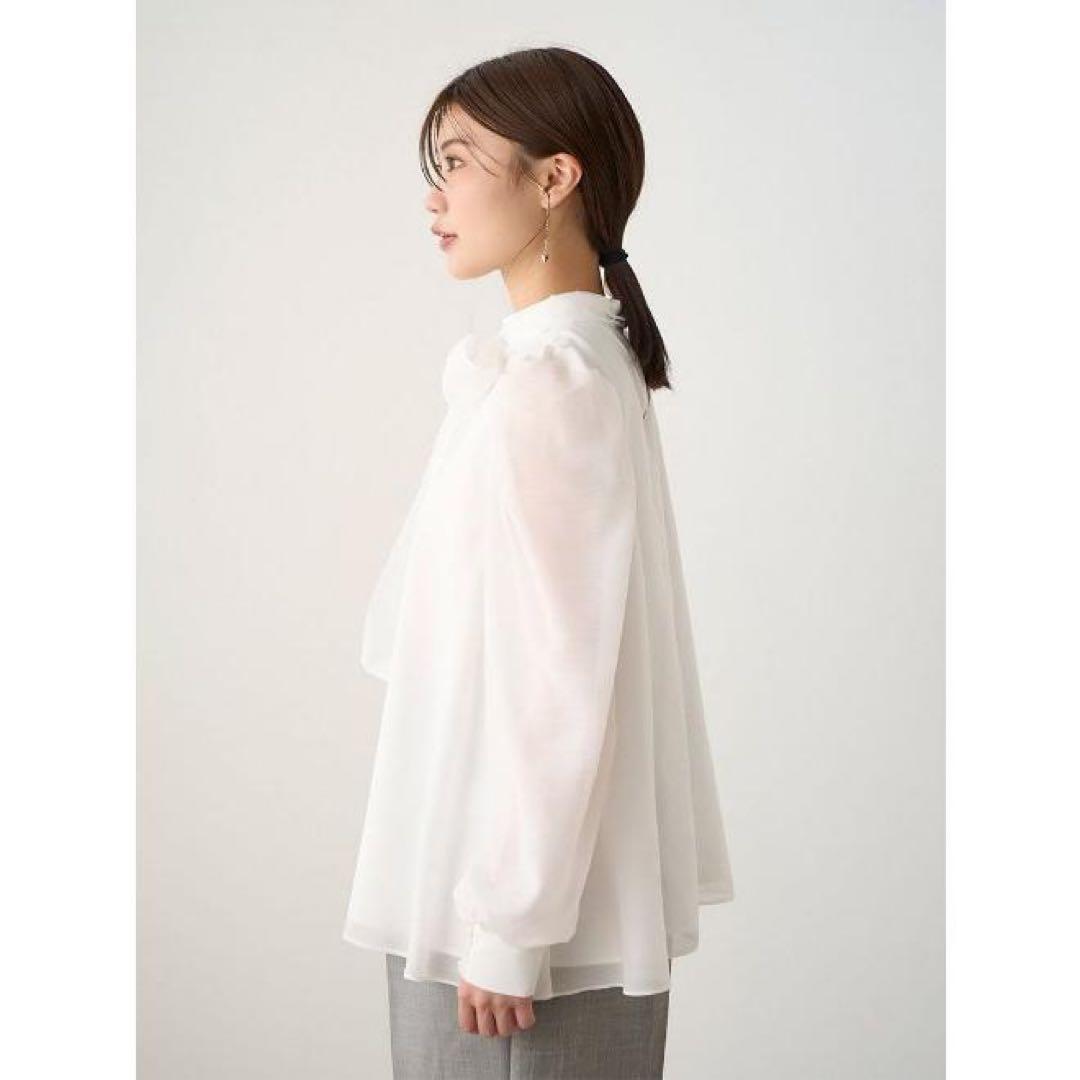 美品 セルフォード リボンブラウス フレア Aライン 白