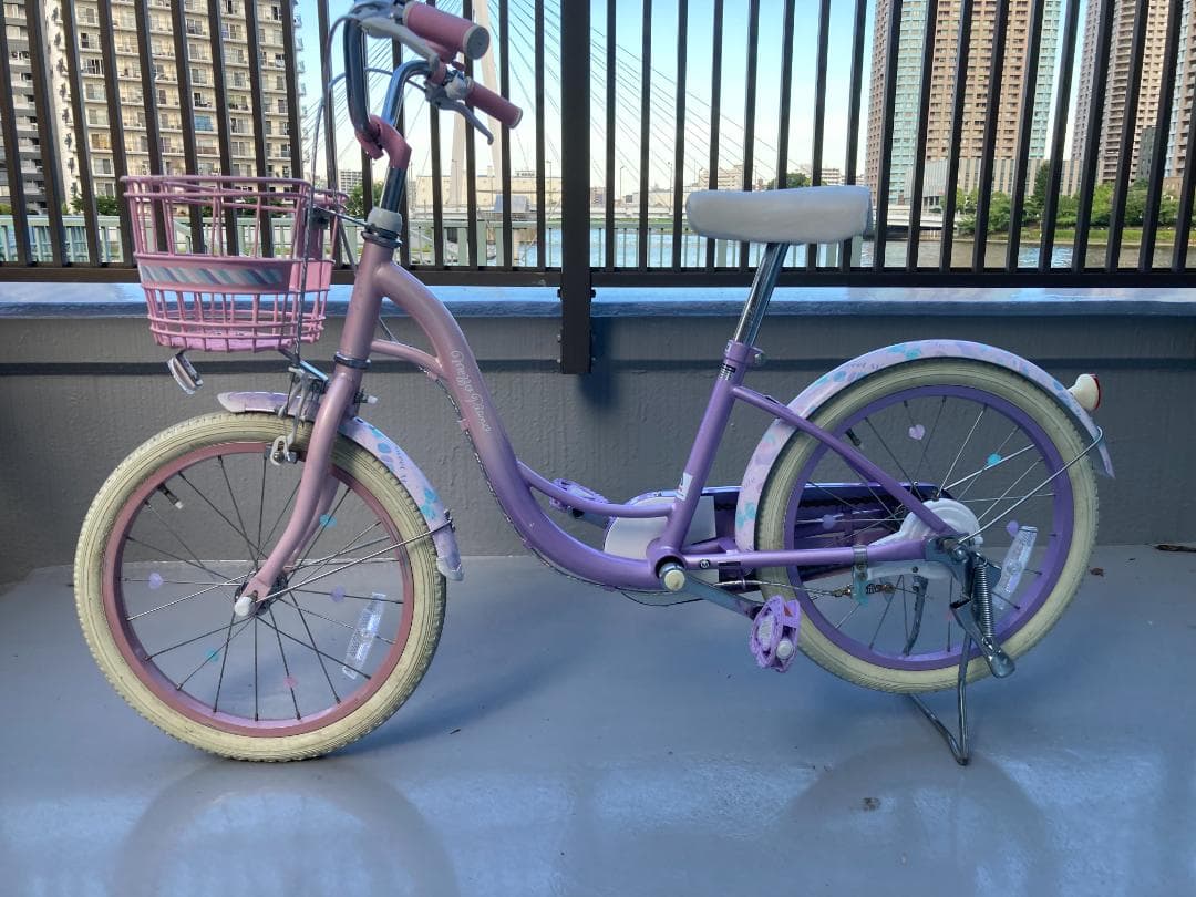 子供用自転車　アサヒサイクルのメゾピアノ 紫色とピンク 18インチ