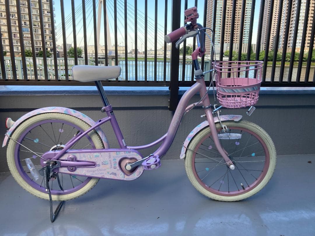 子供用自転車　アサヒサイクルのメゾピアノ 紫色とピンク 18インチ