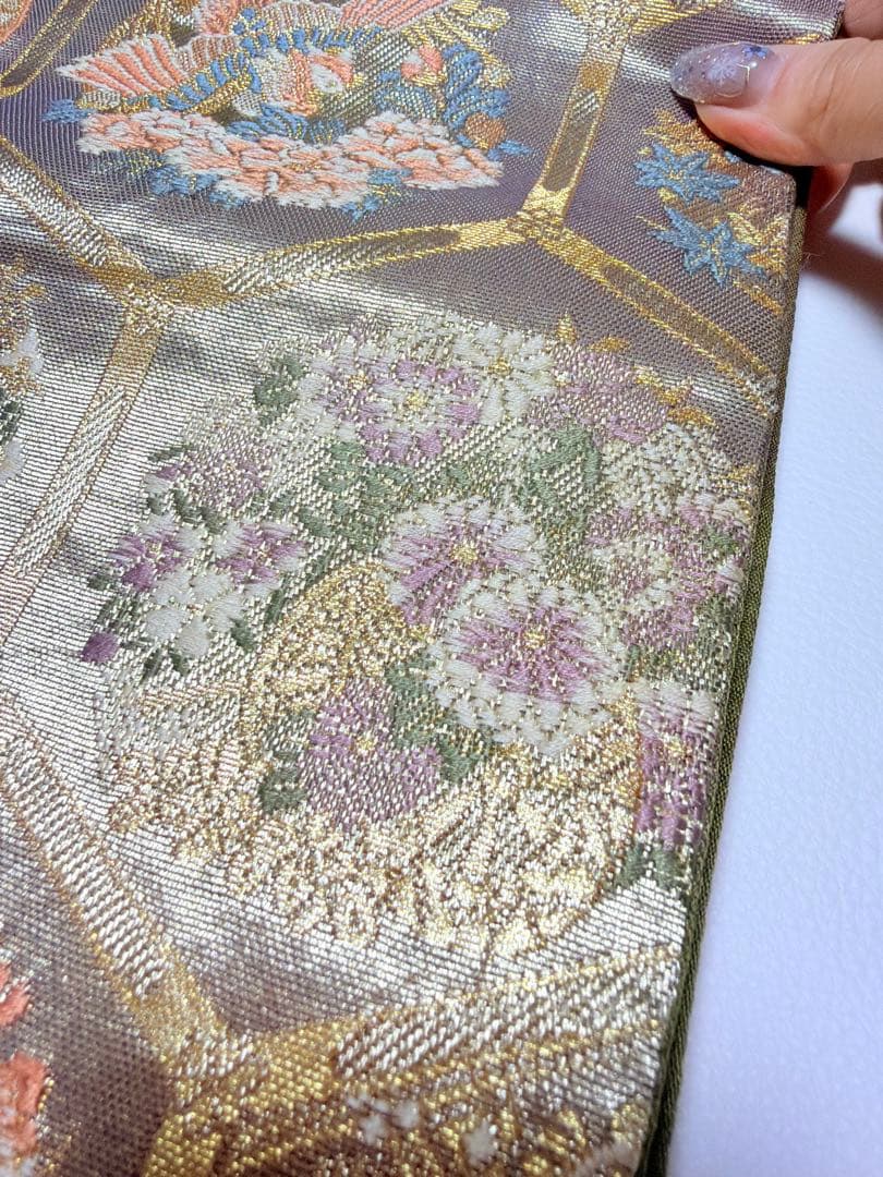高級 袋帯 正絹 六通柄 ゴールド 金糸 フォーマル 訪問着 留袖 色無地