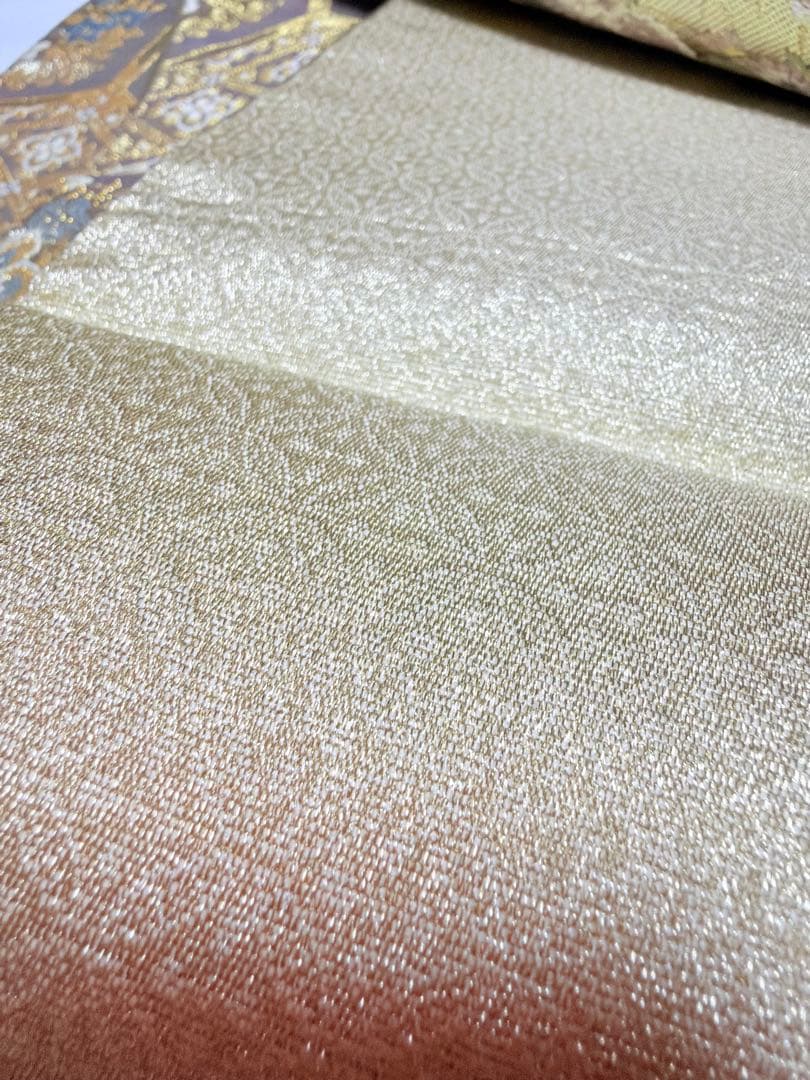 高級 袋帯 正絹 六通柄 ゴールド 金糸 フォーマル 訪問着 留袖 色無地