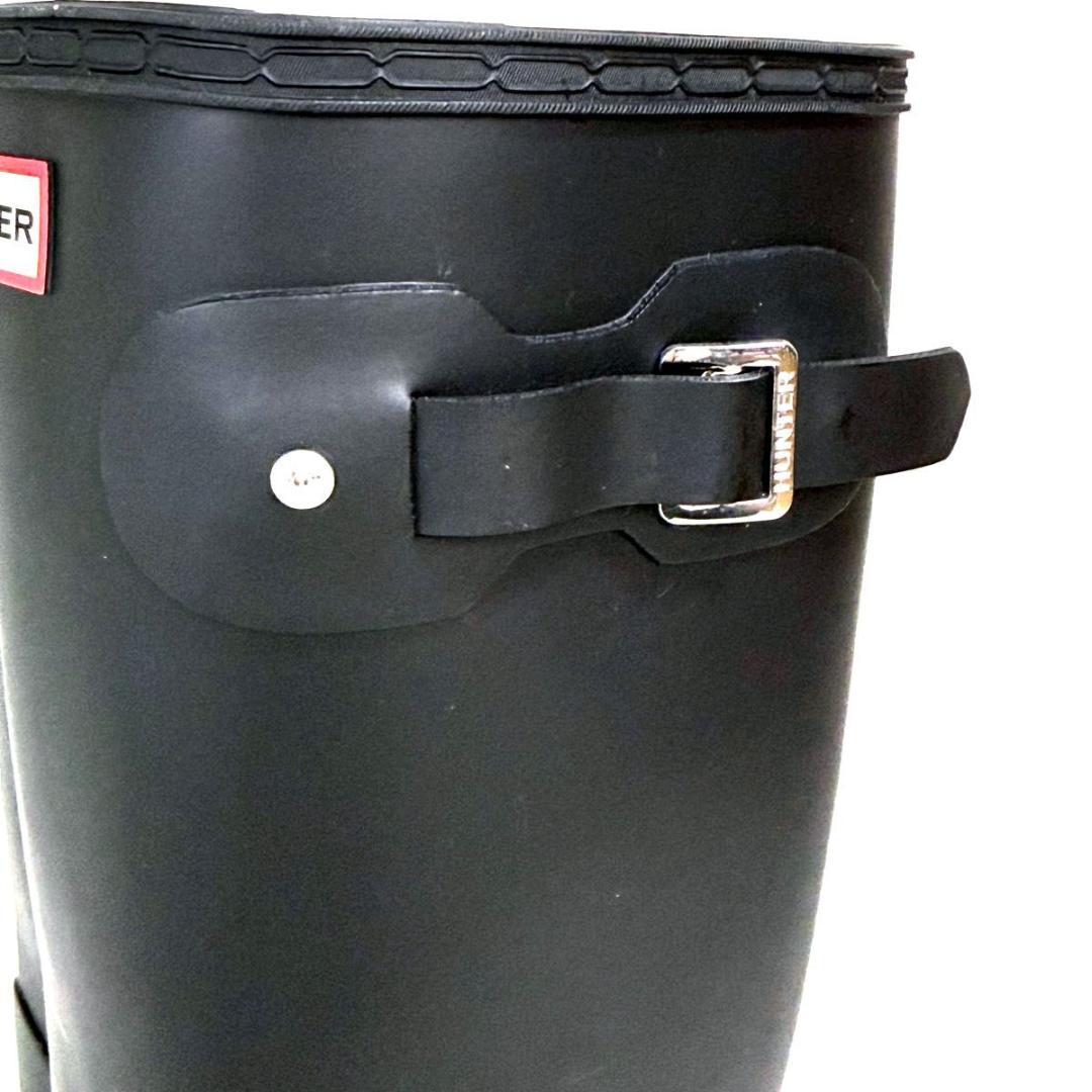 【ほぼ未使用】HUNTER レインブーツ ラバー 黒 UK7 ロング ベルト