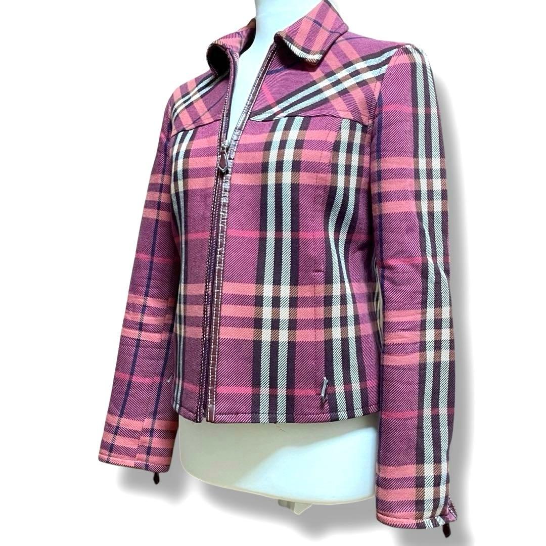 バーバリーブルーレーベル ノバチェック ジャケット ピンク 38