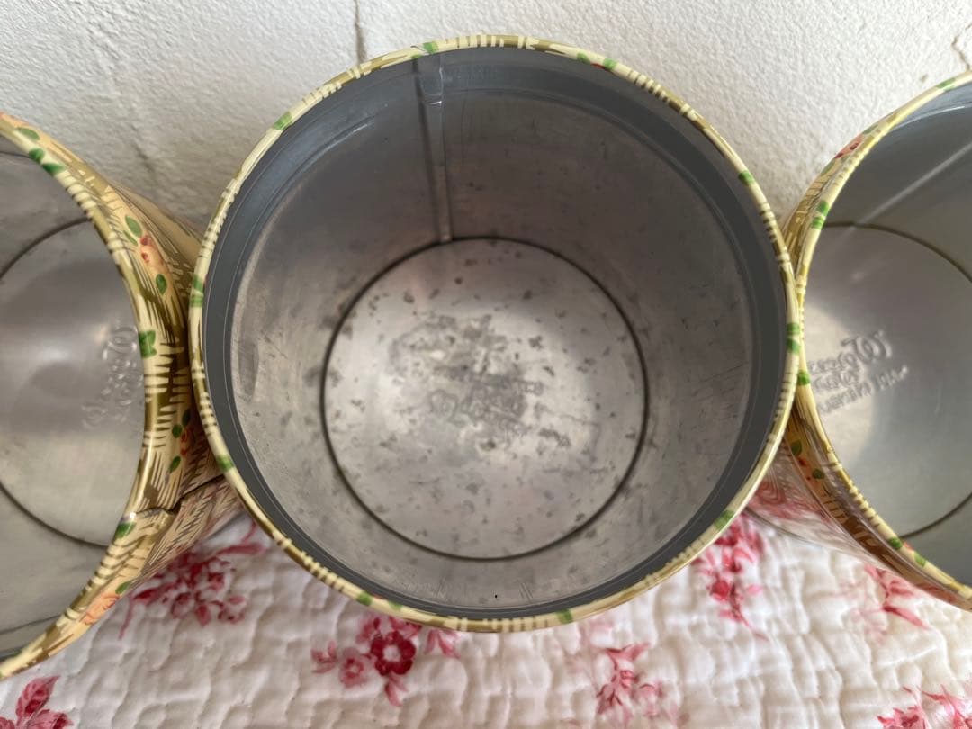 アンティーク　バラ柄のキャニスター3個