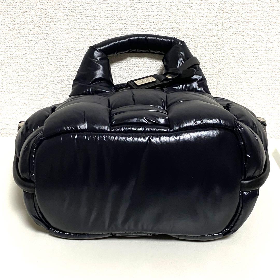 【美品】 かねまつ ミニショルダーバッグ 2way ブラックナイロン イタリア製