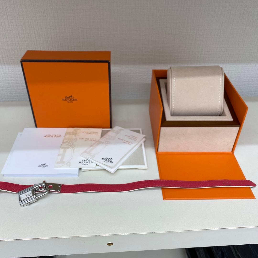 HERMES ケリーウォッチ　ドゥーブル　ピンク×シルバー金具