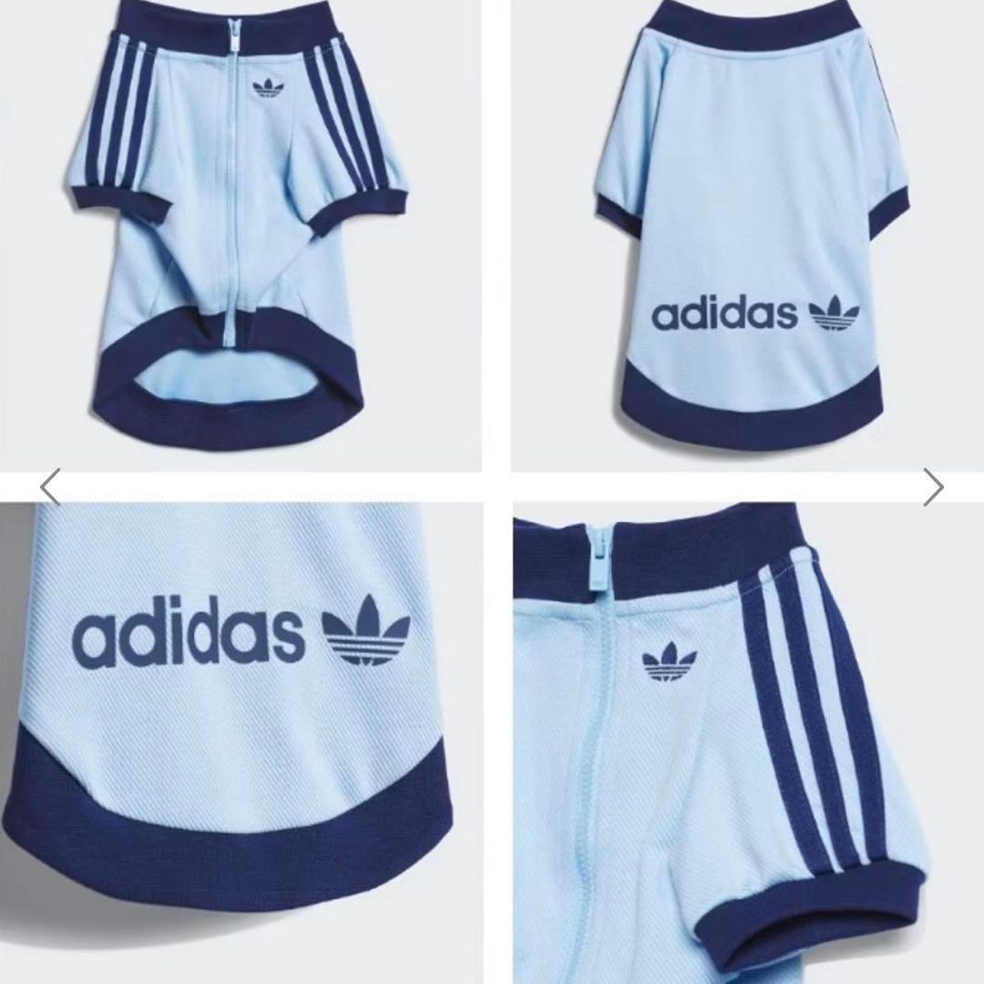 adidas 水色 犬服 猫服　中国限定　ジップアップウェア　Mサイズ