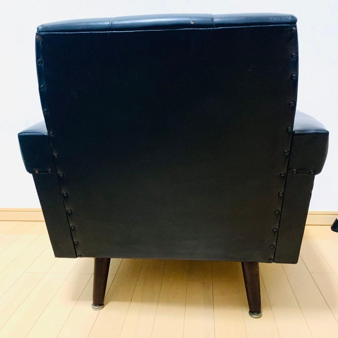 ヴィンテージ 1人がけソファー レトロ 大きめ ふかふか ひじ掛け レザー