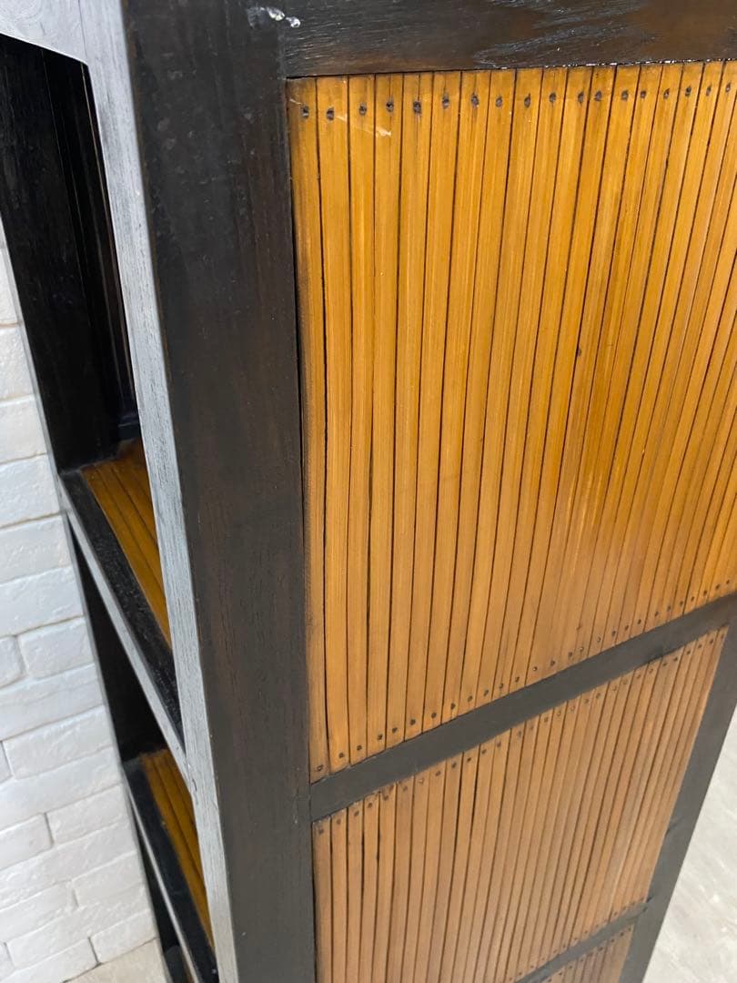 【Tak0310】高級　バリ家具　バンブー　シェルフ　ラック　棚　本棚