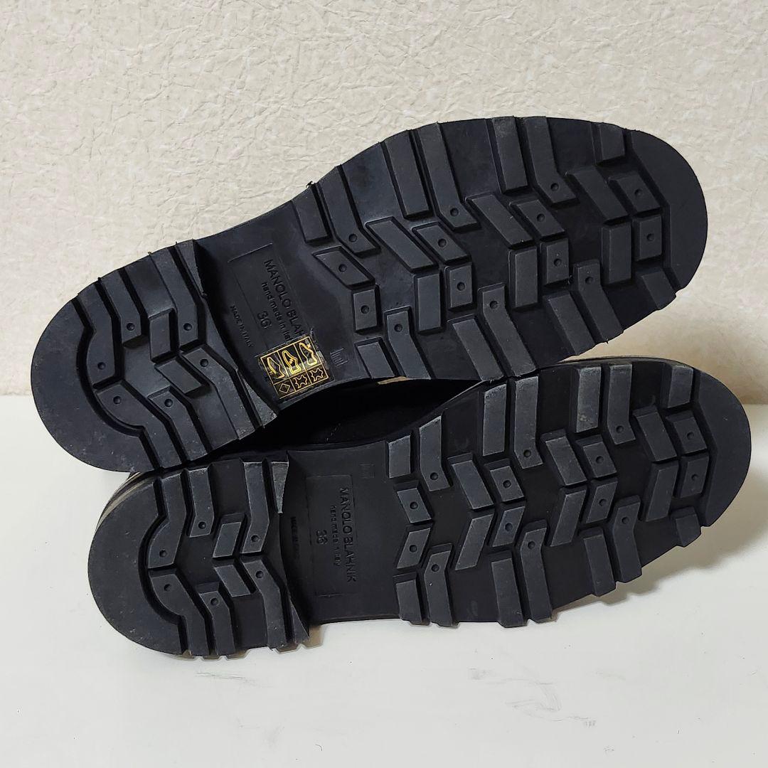 ほぼ新品 マノロブラニク ムートンショートブーツ 36 ブラック TOMOSA