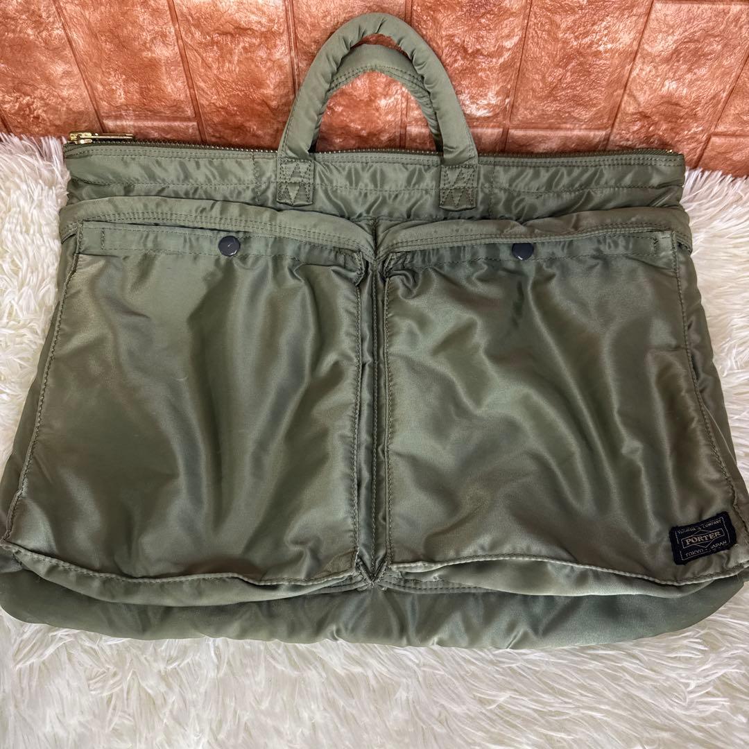 【美品】 ポーター タンカー ブリーフケース L セージグリーン 希少 廃盤品