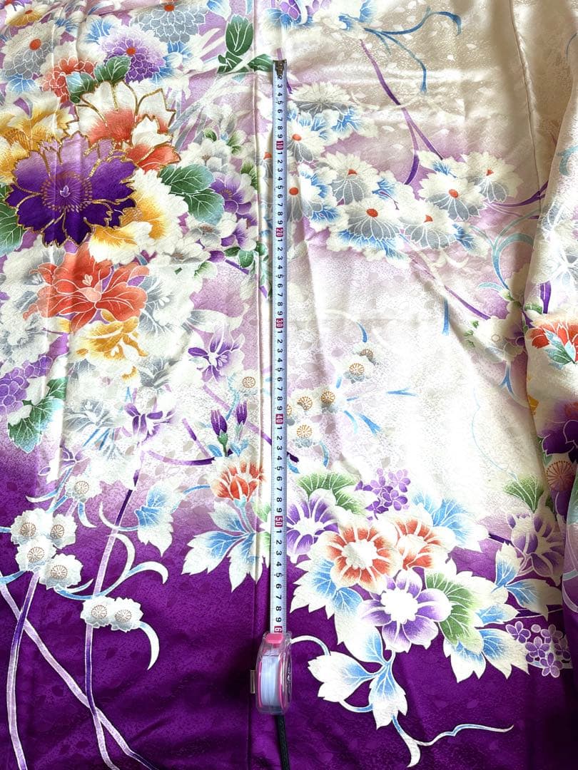 オーダー受付中❣️正絹本格お仕立てお振袖、撮影用お引き摺り大振り袖