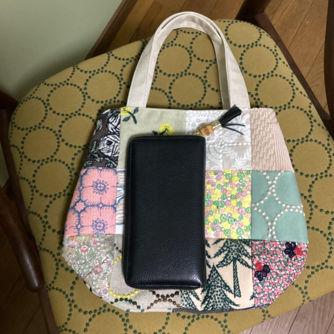 ミナペルホネン　パッチワークふっくらまるみのトートバッグハンドメイド