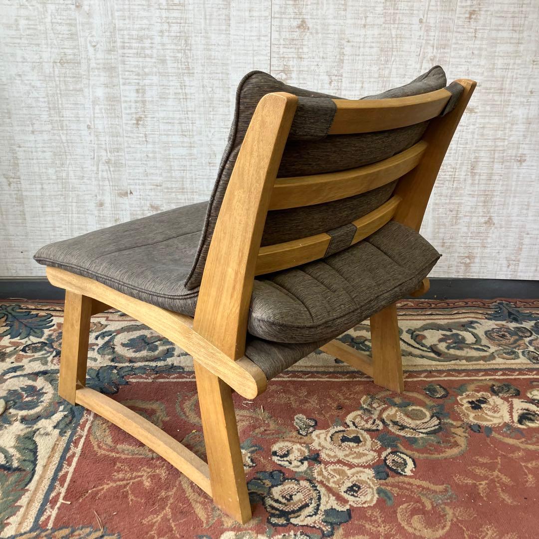 ③ 北欧レトロ ミキモク 雅 木製フレーム アームレスチェア 一人掛けソファー