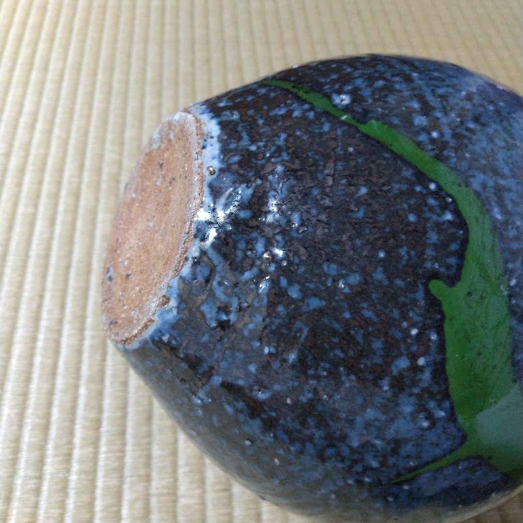 河井博次　流し掛壷 (呉須赤緑大壷)　桐共箱付