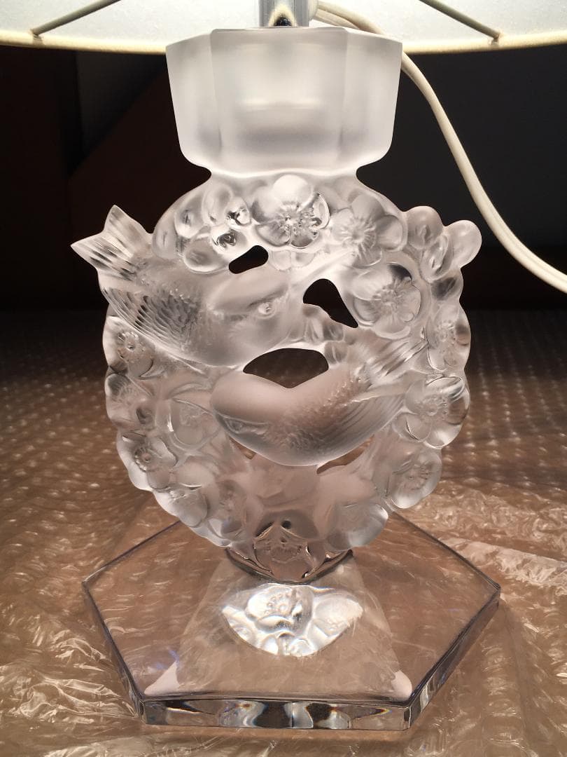 ○激レア LALIQUE Mésanges ラリック クリスタル テーブルランプ