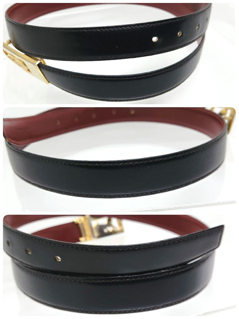 ゴールド 馬車金具 リバーシブル レザーベルト CELINE セリーヌ