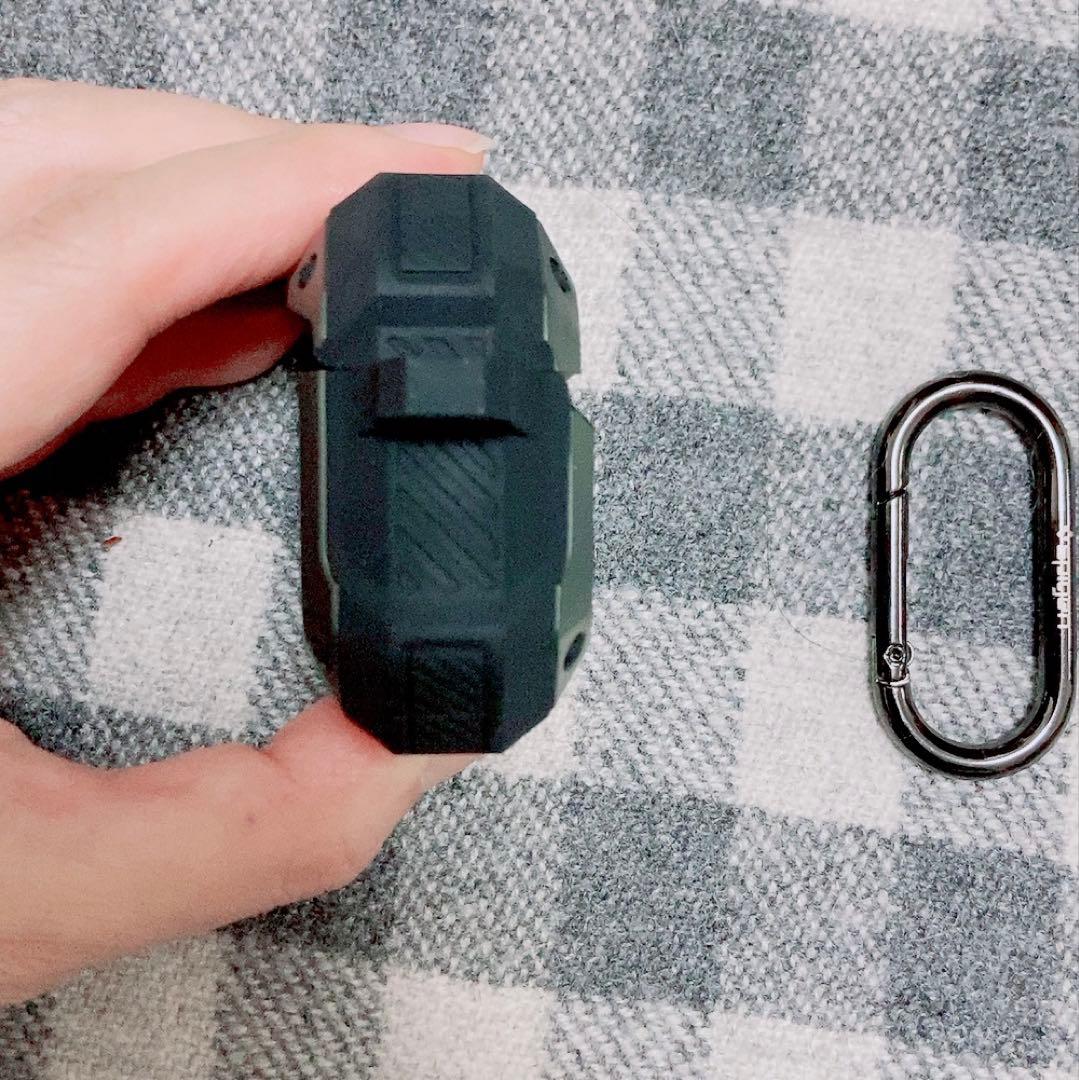 Airpods 3ケース ワイヤレス充電 対応 カラビナ付　ミリタリー・グリーン