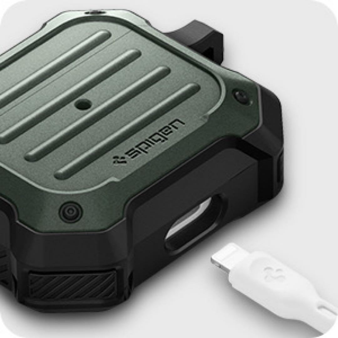 Airpods 3ケース ワイヤレス充電 対応 カラビナ付　ミリタリー・グリーン