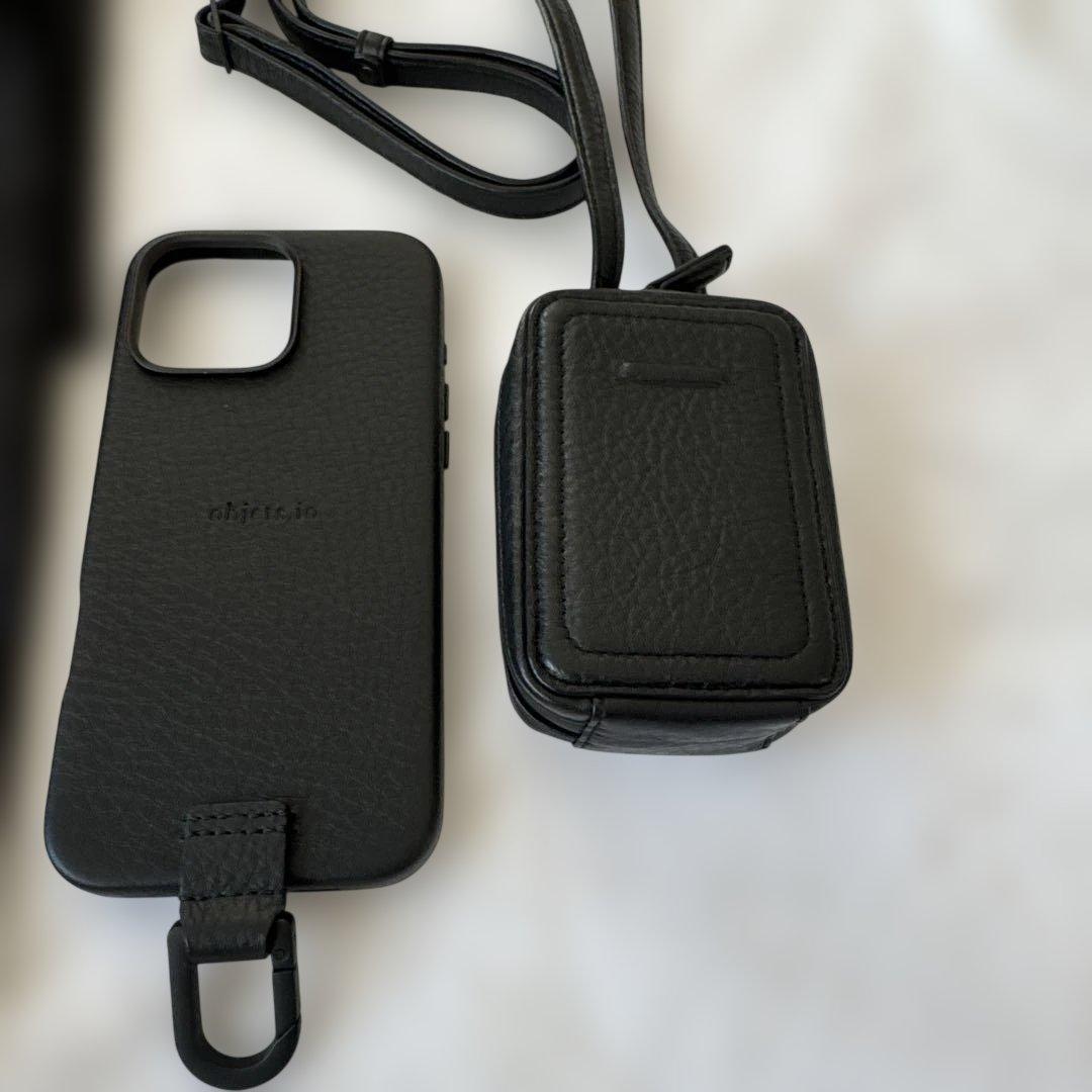 ぷ*ー様 【牛革】ブラックレザーiPhoneケースとストラップ