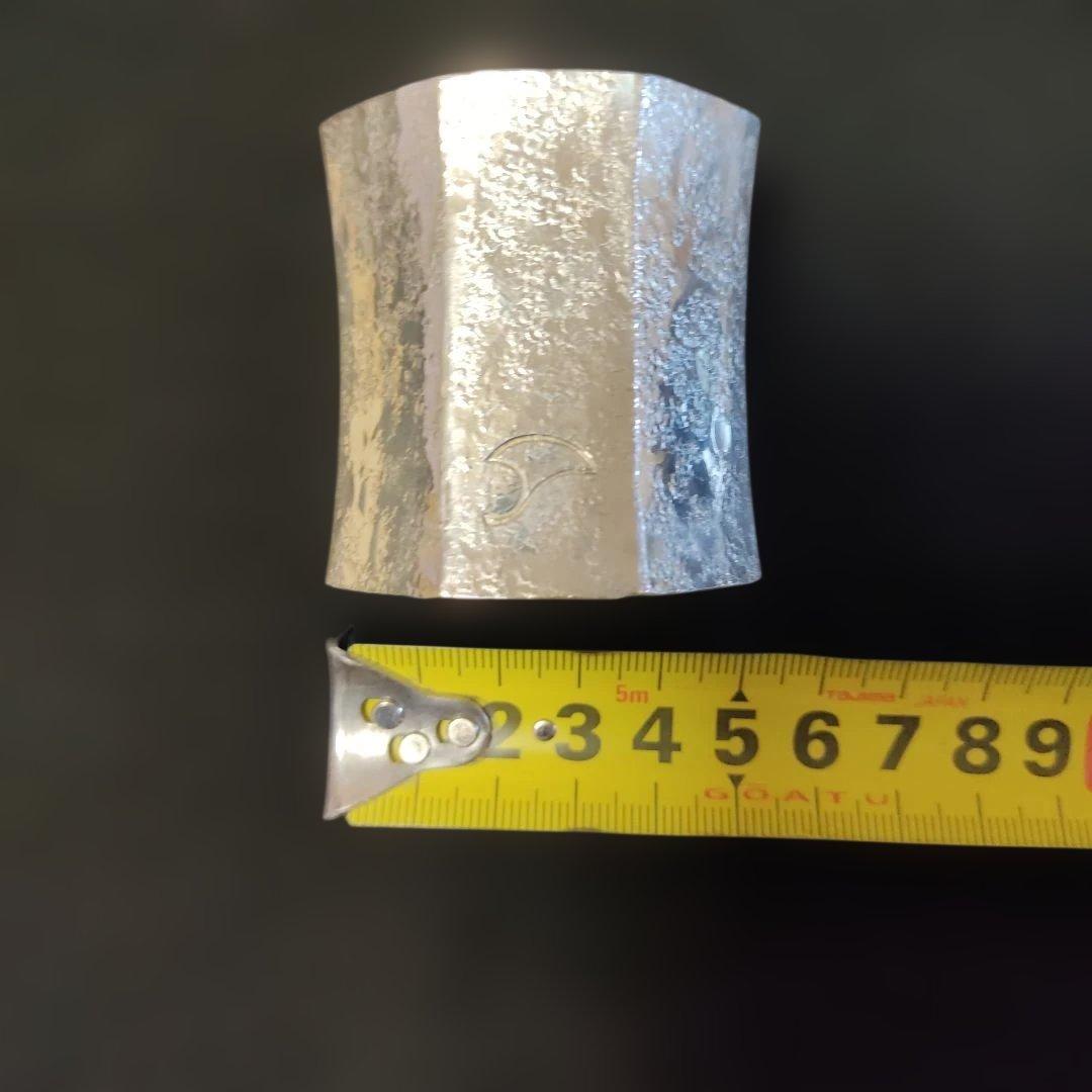 南鐐八角蓋置き。竹影堂。銀製品。 銀杏、いちょう。約70g。茶道具。