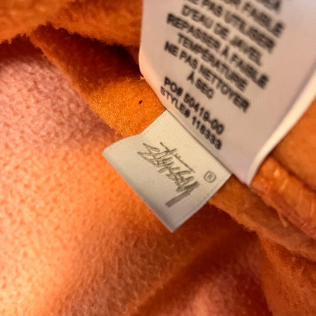 STUSSY 刺繍ロゴ ハーフジップ　フリース ジャケット ボア素材 オレンジ