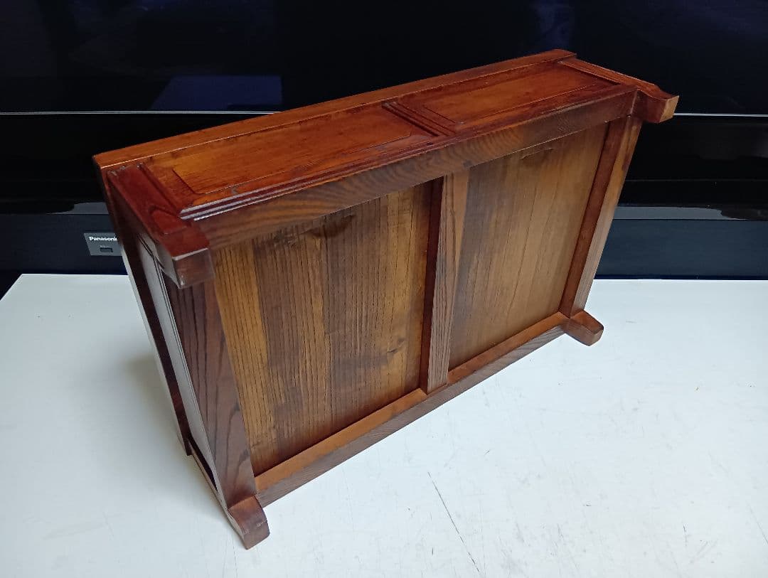 希少　明治期　欅　一枚板　からくり細工　引き出し付き　飾り台　サイドボード