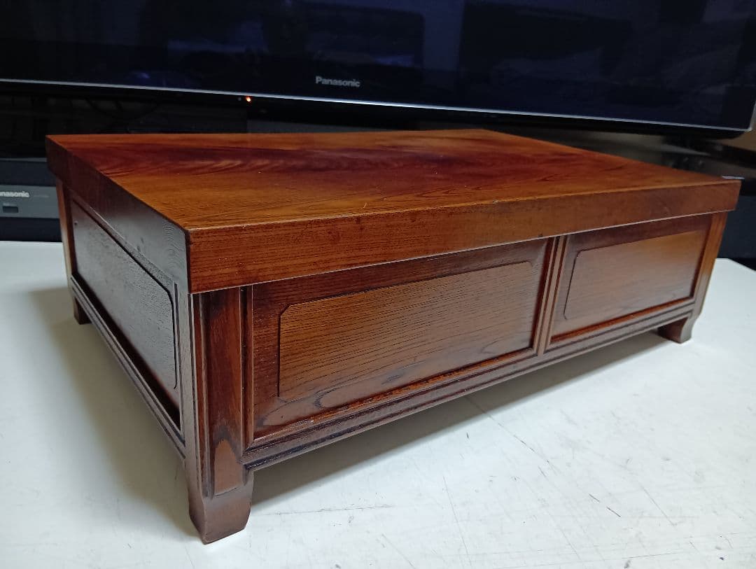 希少　明治期　欅　一枚板　からくり細工　引き出し付き　飾り台　サイドボード