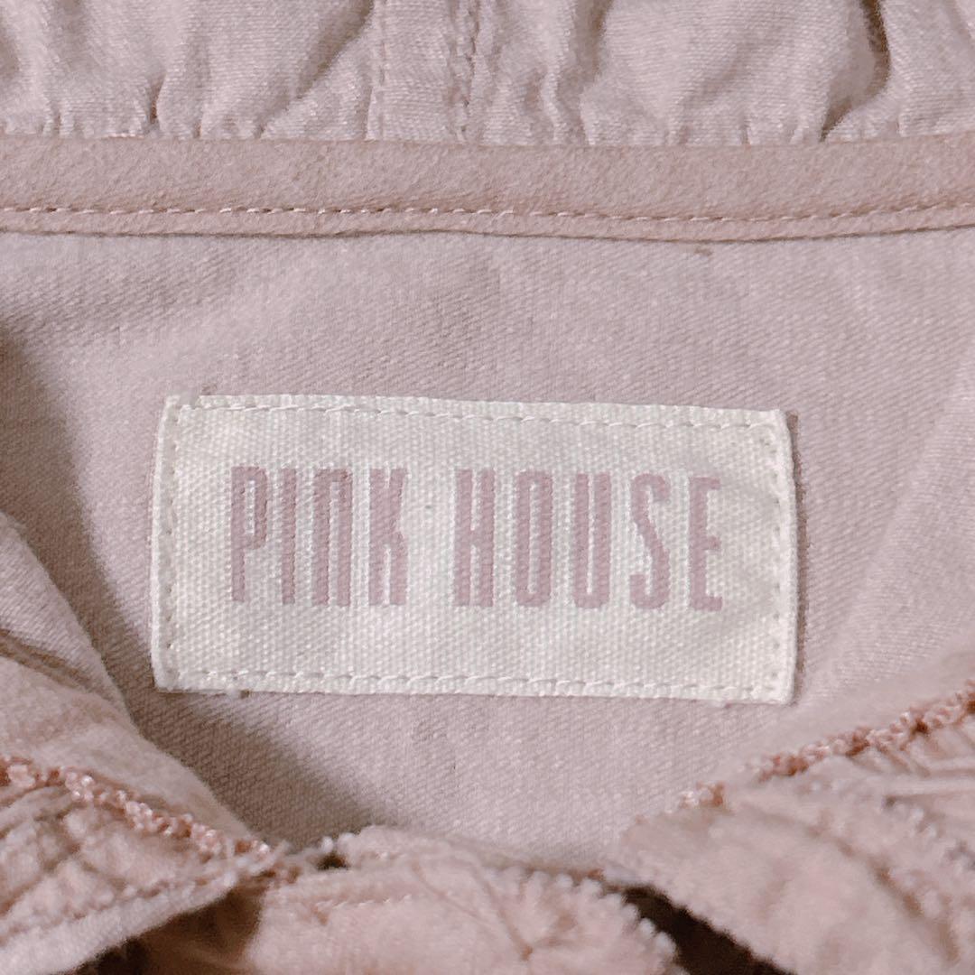 ピンクハウス デニム調 ブラウス ピンタック フリル　リボン フード ジャケット