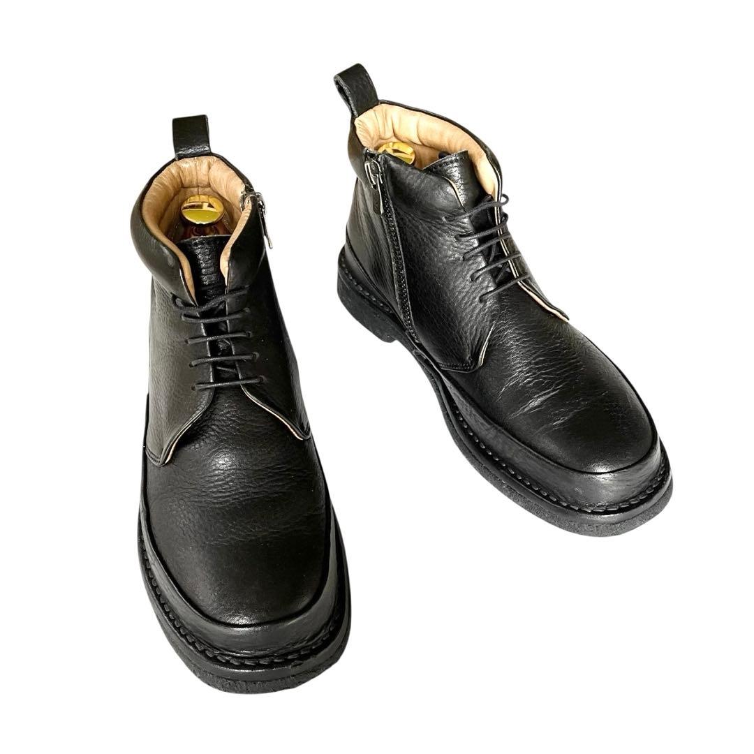 【極美品】◾️サヤ◾️ショートブーツ◾️レースアップ◾️サイドジップ◾️レザー◾️ブラック