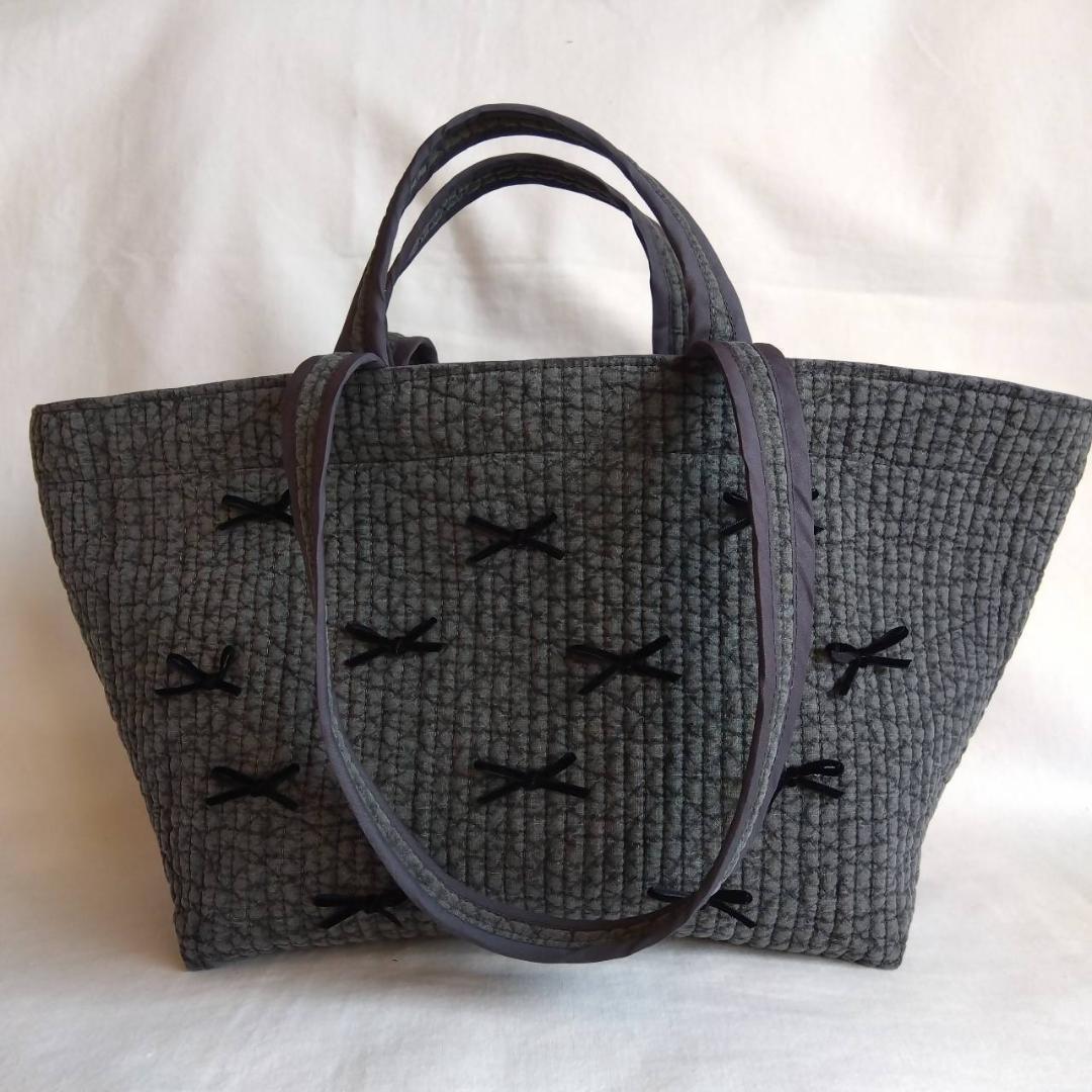 ファスナー 底板ポリ☆トートバッグWハンドル☆ ミルクティー ヌビバッグ