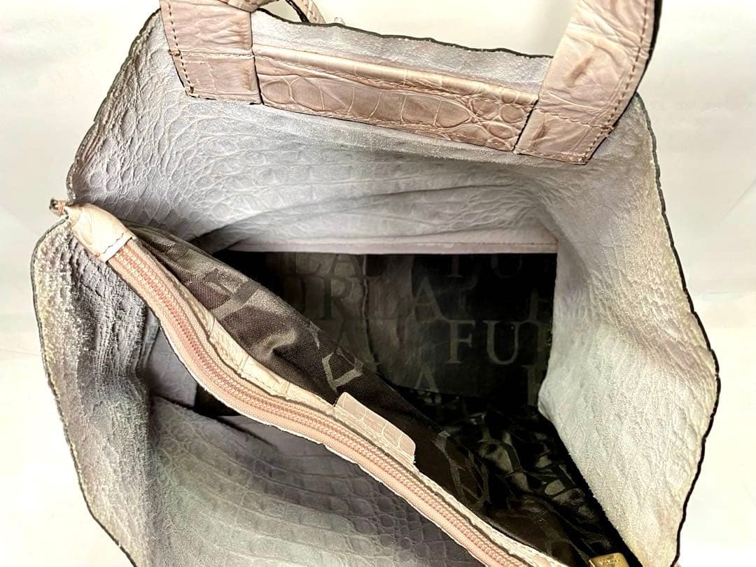 FURLA フルラ クロコ型押し ハンドバッグ ピンクベージュ 未使用保管品