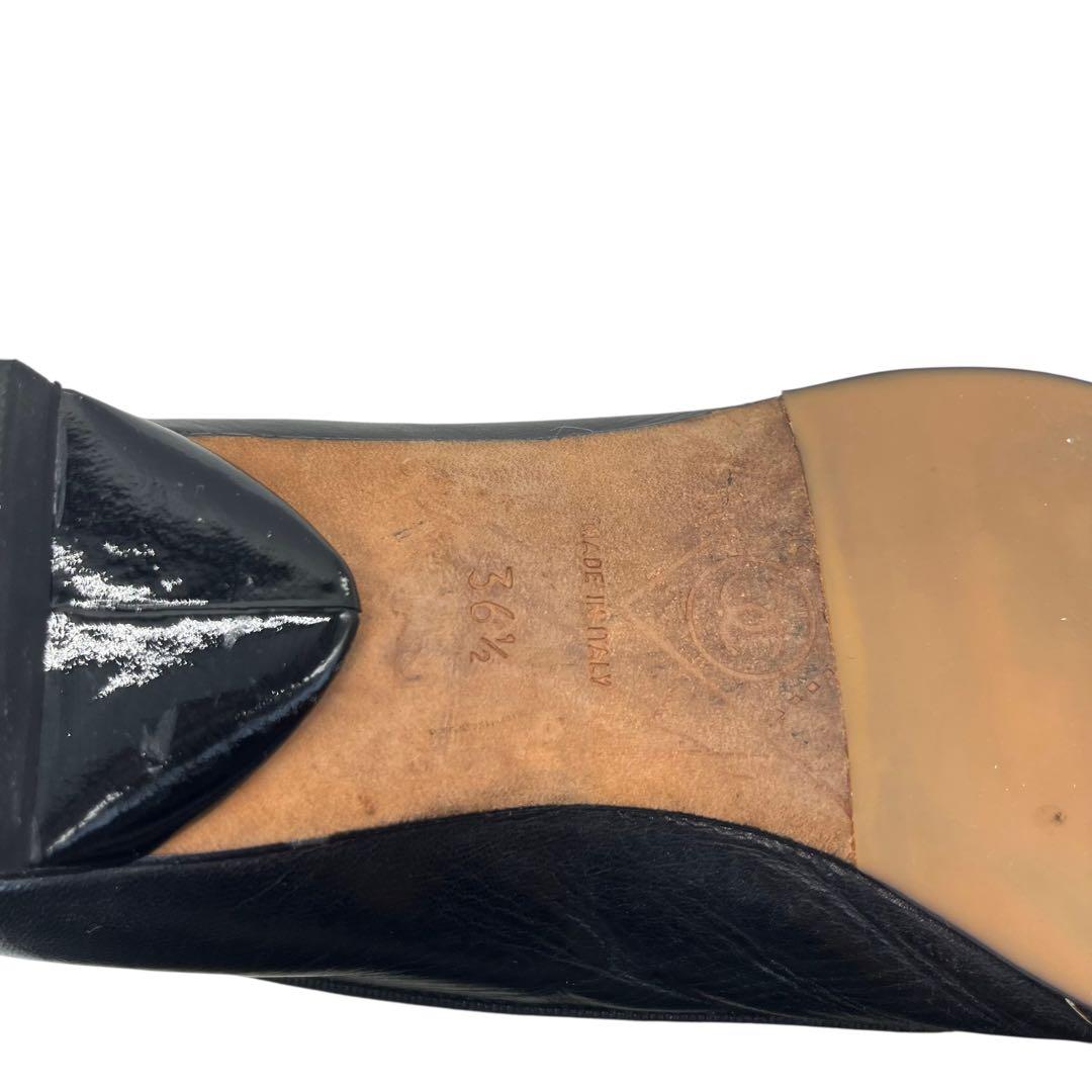 シャネル　バレリーナ　ローヒールパンプス　アーモンドトゥ　ココマーク　23.5