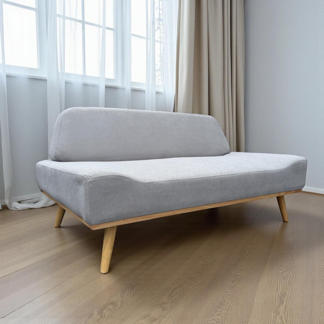 【新品】北欧風 アームレスソファ 2人掛け グレー ローソファ