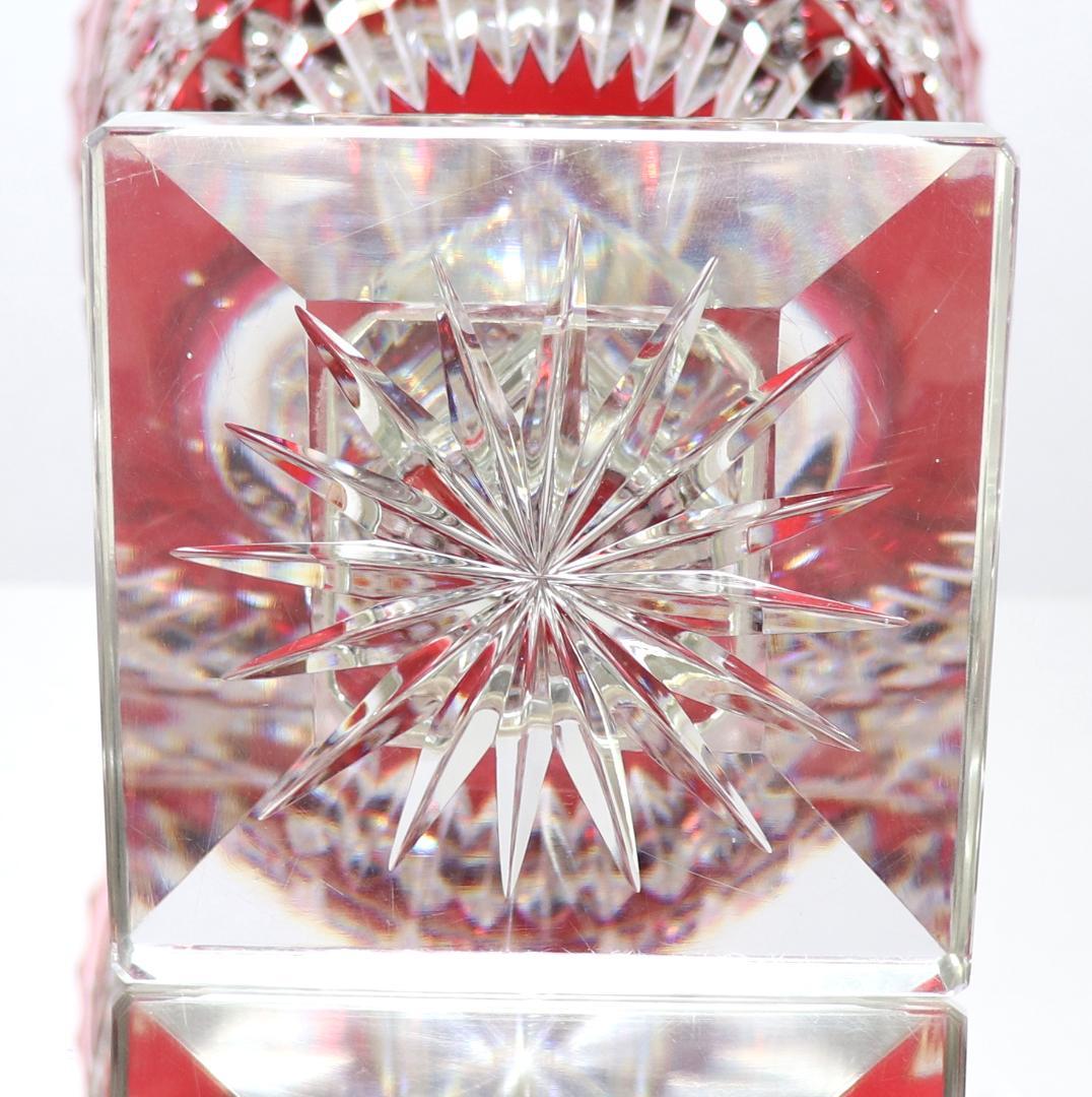 オールド・バカラ 稀少名品 特大切子コンポート 2.8kg28cm 赤色被せ装飾