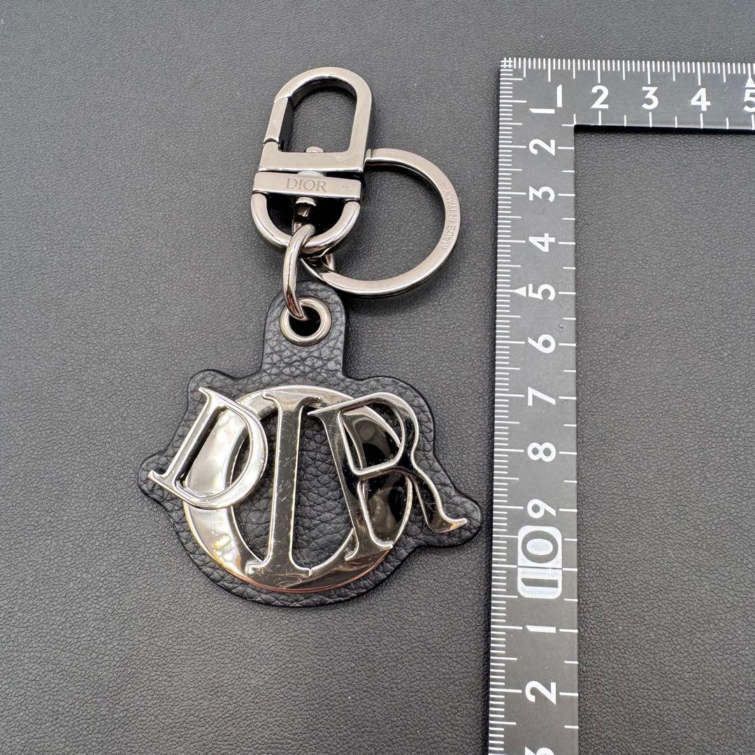 希少 Dior ディオール ロゴ キーリング チャーム 黒 シルバー
