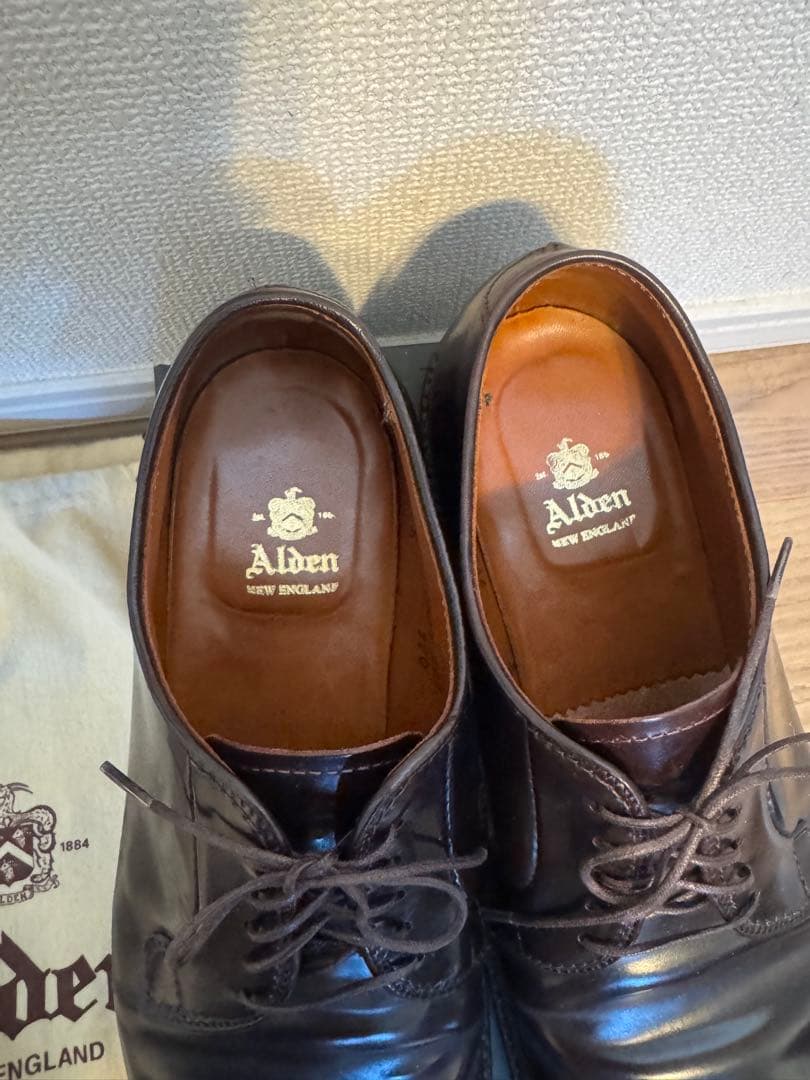 【美品】Alden 990 コードバン 8 1/2D 箱保存袋付き　シューツリー