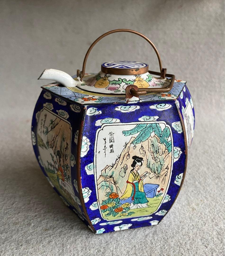【中国・大明宣徳】美人画／六角酒器・ちろり