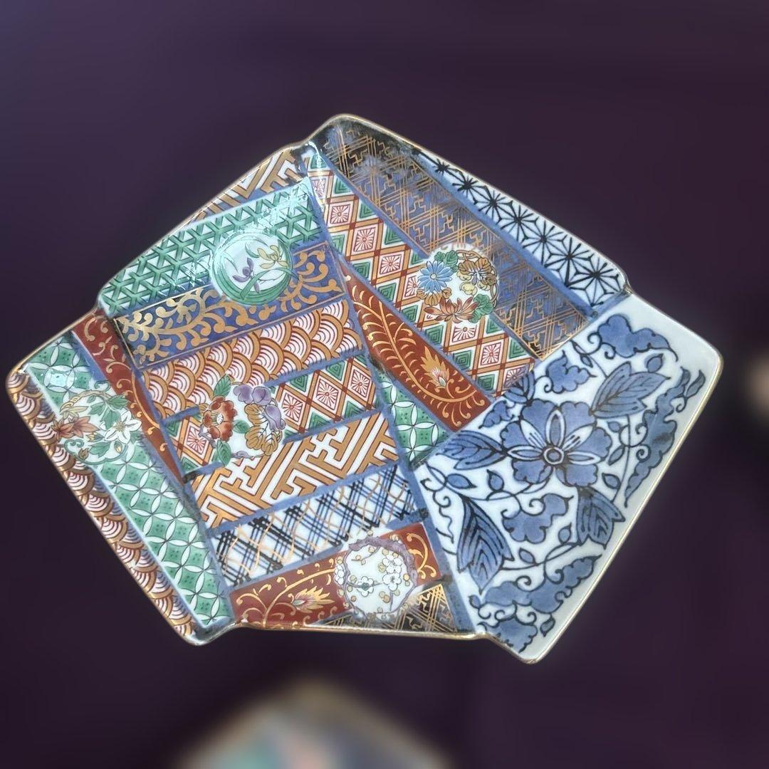 お値下げ　龍峰窯 金彩赤絵 祥瑞花丸紋 結び文 金彩古伊万里様式　皿　5枚