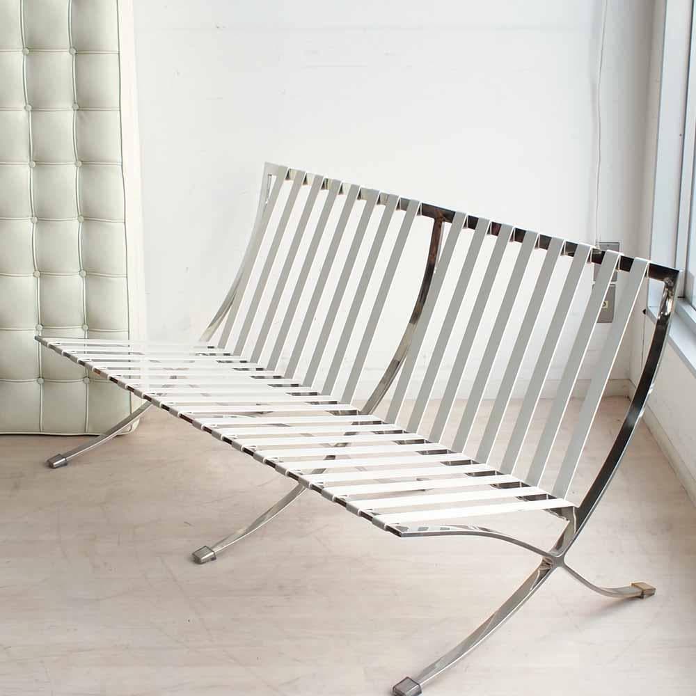 バルセロナチェア 2人掛け 合皮 白/ホワイト リプロダクト ZR24262