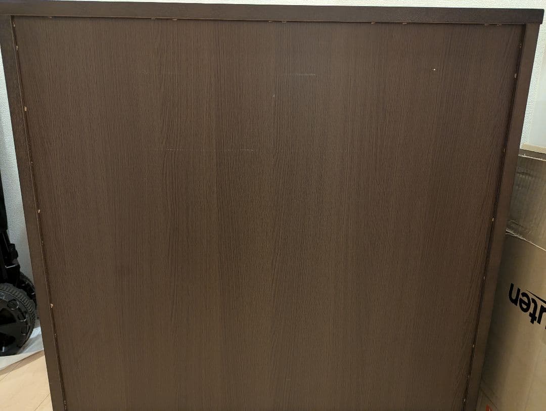 無印良品 ダークブラウン 木製 キャビネ ット ガラス扉 シェルフ