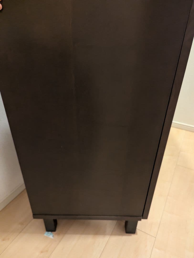 無印良品 ダークブラウン 木製 キャビネ ット ガラス扉 シェルフ