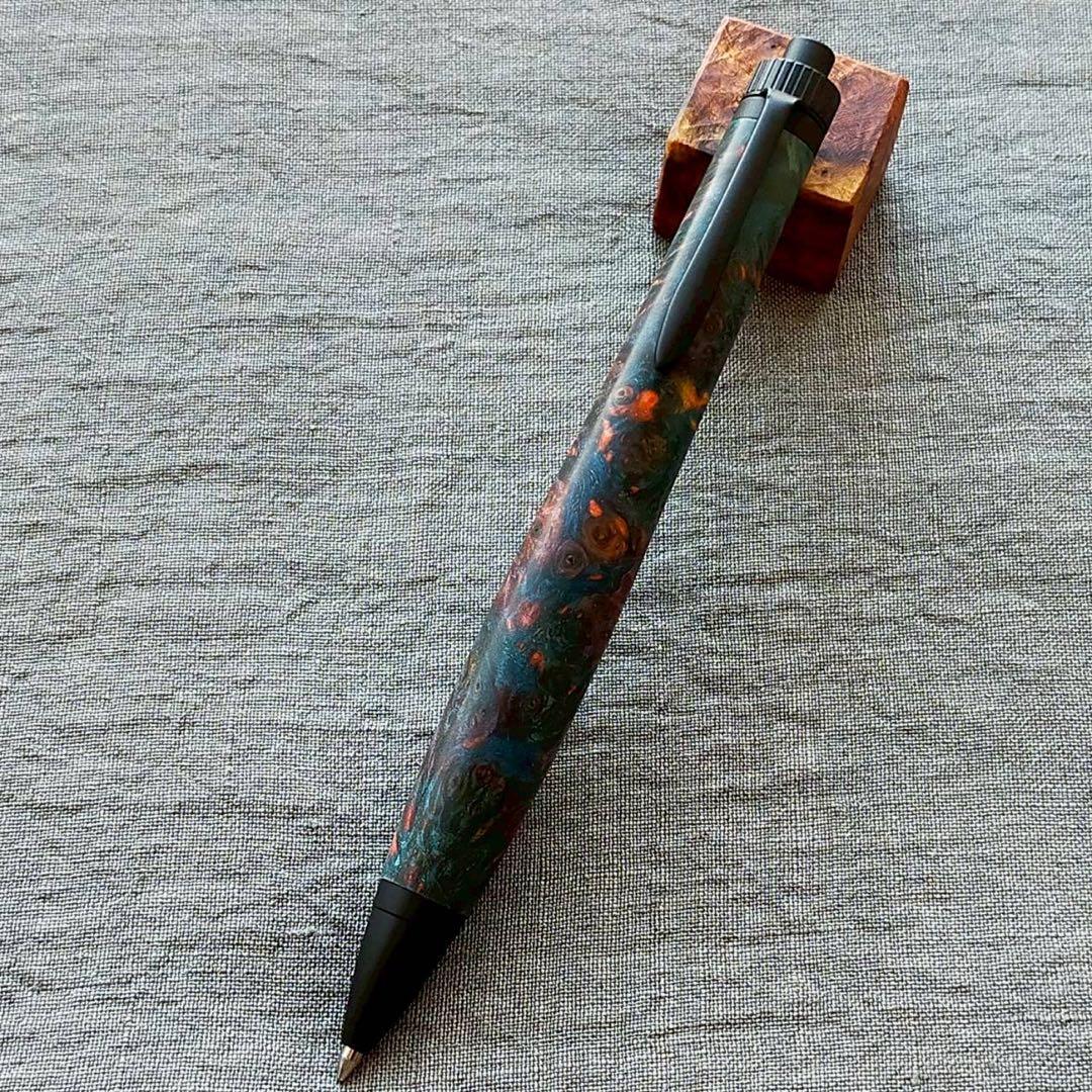 【古代の海】　スタビライズドウッド　ハンドメイド　木軸ボールペン　G2　ブラック