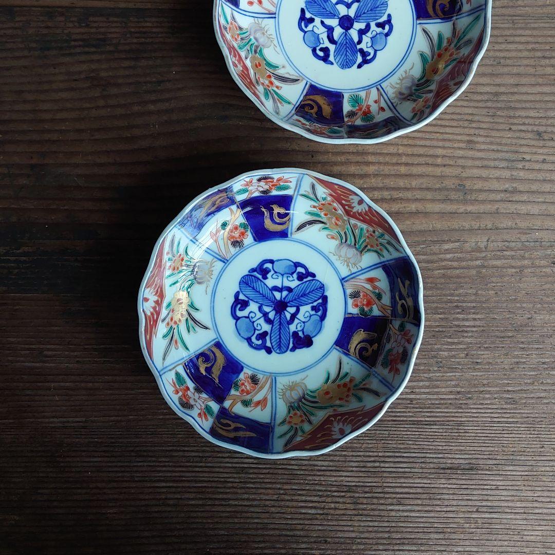 【ご成約】古伊万里 色絵金彩 花鳥図 花縁 5寸なます皿と骨董の器 おまとめ