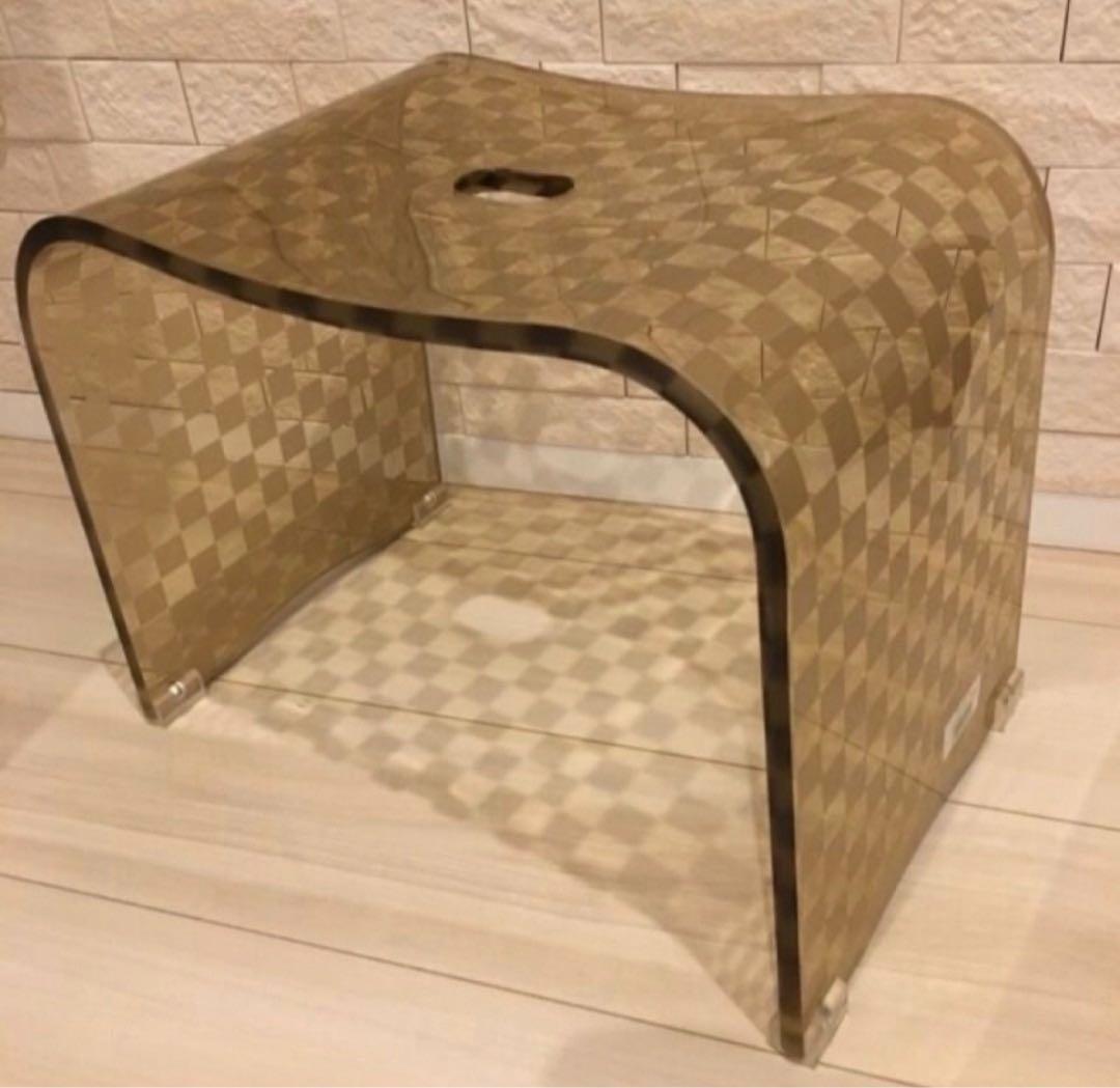 お得◎新品未使用　アクリル　バスチェア　センコー　チェッカー　L カフェオレ