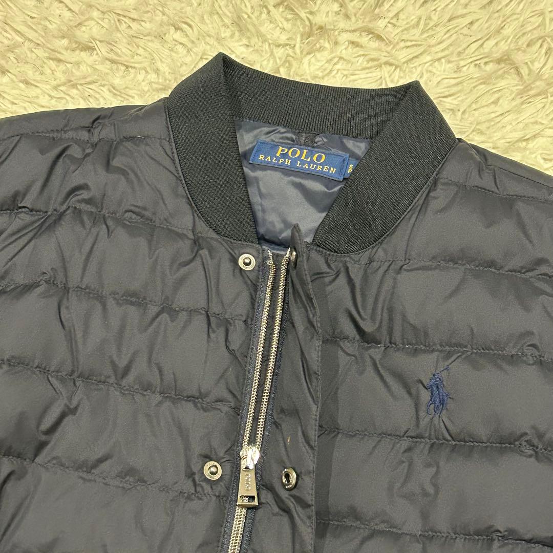 ポロラルフローレン　ダウンジャケット　ポニー刺繍　黒　近年　ロゴジップ　短丈